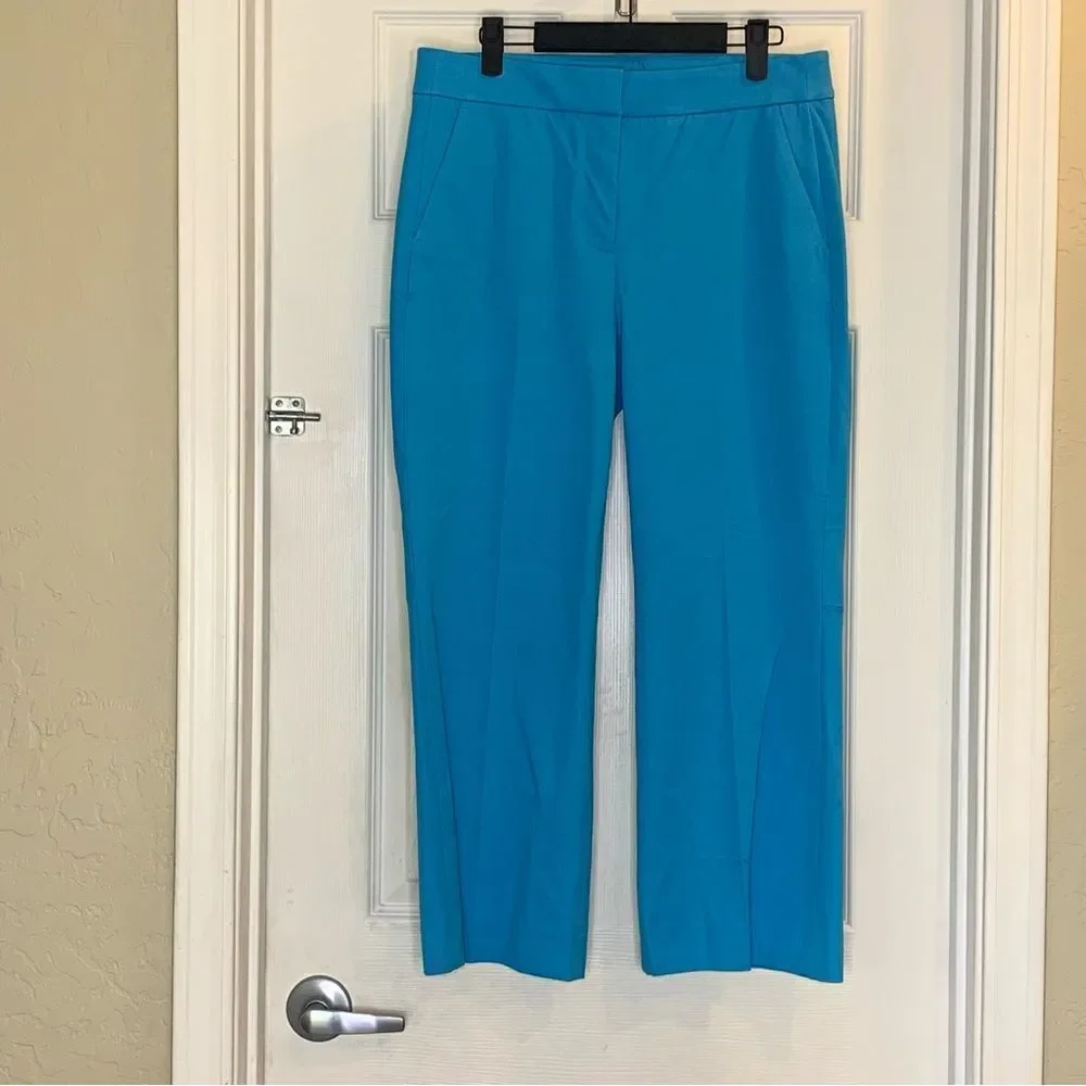 J Crew Hayden Kickout Crop Pant in Bi-Stretch Cotton Turquoise Size 8